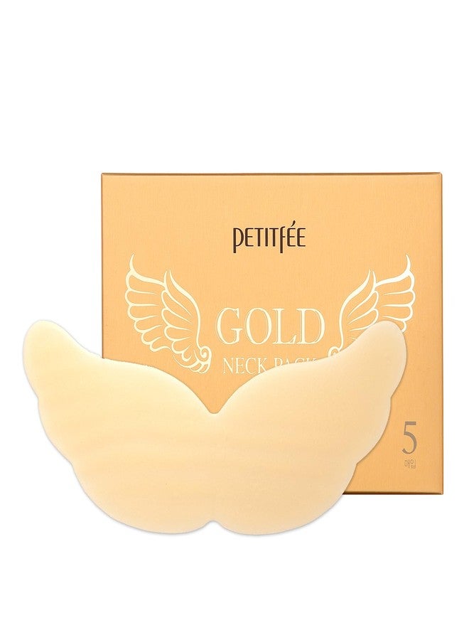 Petitfee Gold Neck Pack 5ea - Hydrogel Mask for Firming & Silky Smooth Neck & Decollete, Deep Moisturizing Care with 24K Gold, Collagen, Hyaluronic Acid, Soothing & Cooling Hydrogel Mask - Image 1